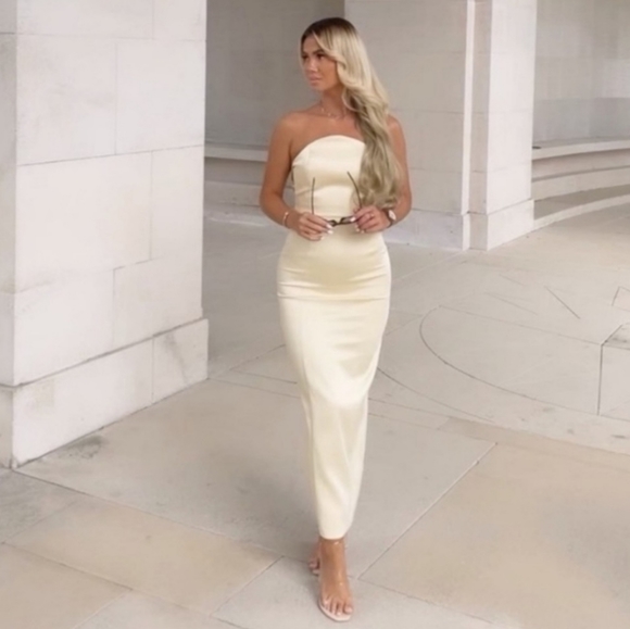 NWT Zara Satin Effect Cream Maxi Dress - Picture 11 of 14